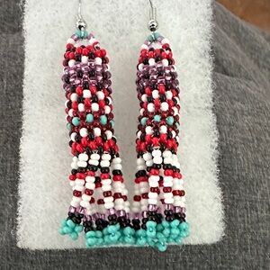 Dakota Sky Stone Hand Beaded Cylinder Pierced Earrings